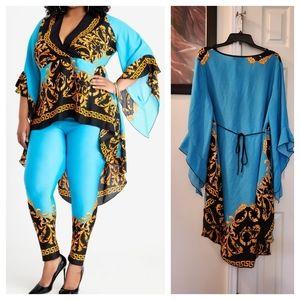 Ashley Stewart Hi/lo Batwing Drama Sleeve Plus Size Tunic